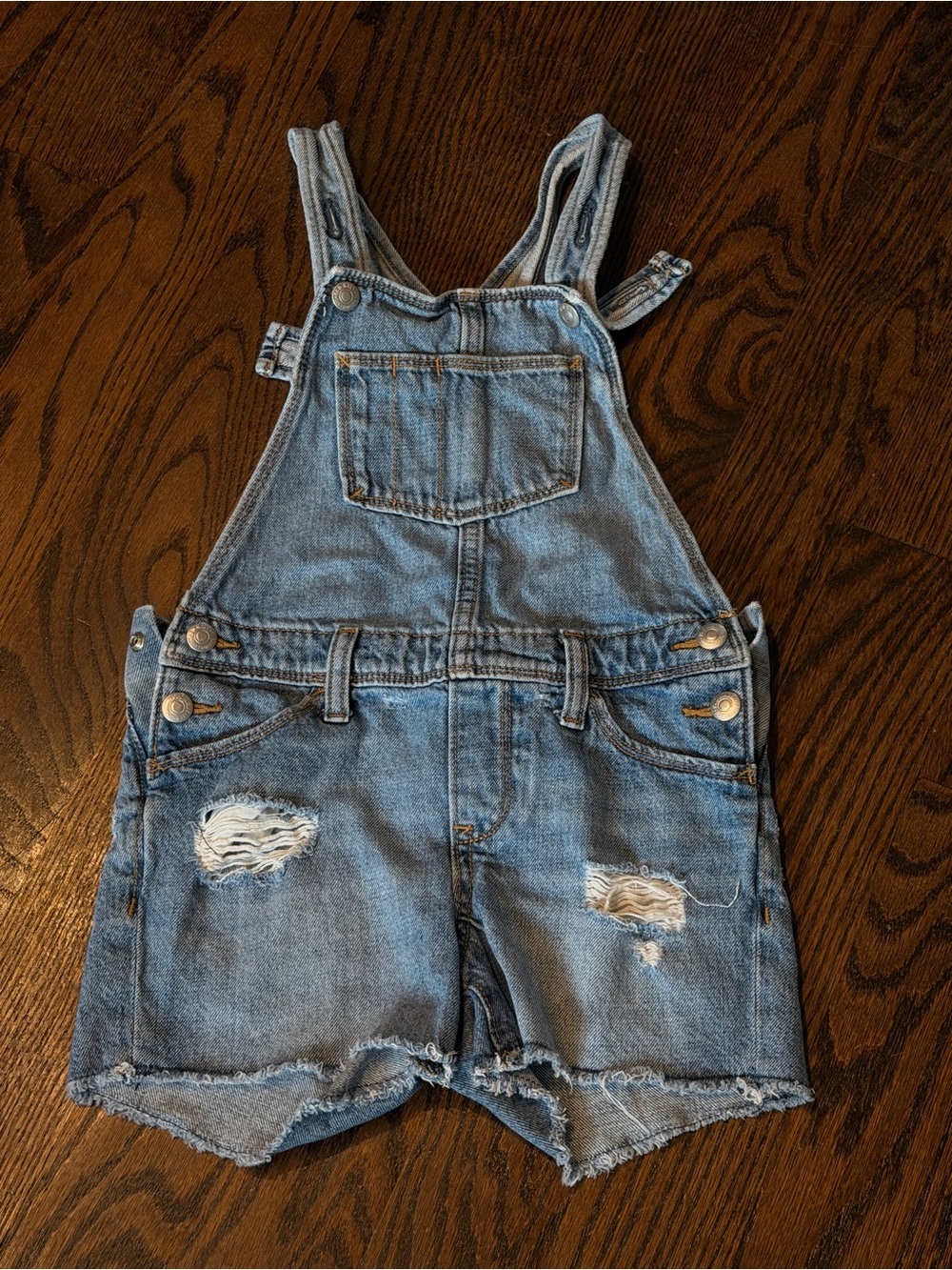Old Navy Light Blue Distressed Denim Short Overalls